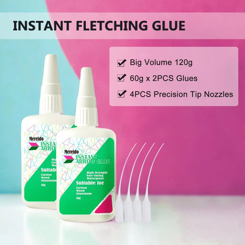 Mereido Fletching Glue, Instant Arrow Glue, 120g, for Aluminium, Carbon and Wood Shafts (ArrowGlue-60g X2) - Image 2